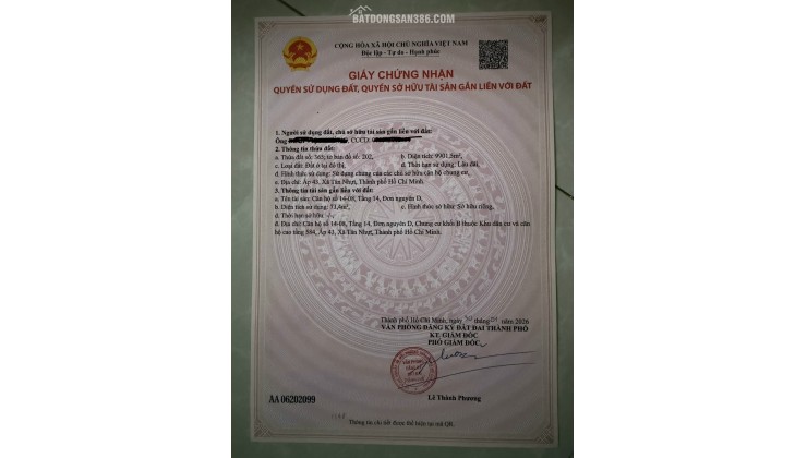 BÁN CHCC XÃ TÂN NHỰT– 85MV 2PN2VS – NỘI THẤT CƠ BẢN - SHR - CHỈ 3.1 TỶ. LH:0906645077.