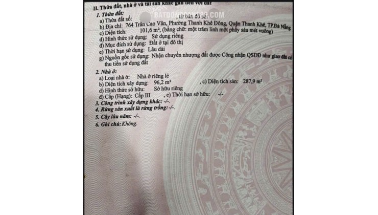 CHÍNH CHỦ BÁN NHÀ THANH KHÊ, ĐÀ NẴNG 102MV 3 TẦNG, SHR, CHỈ 15 TỶ. LH:0903969599