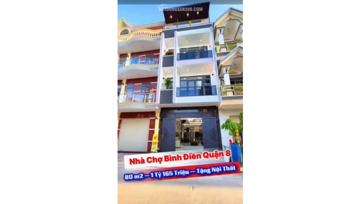 BÁN NHÀ NGAY CHỢ BÌNH ĐIỀN QUẬN 8. DT80 M2 - SHR - CHỈ 1TỶ165TR. LH:0785448683.