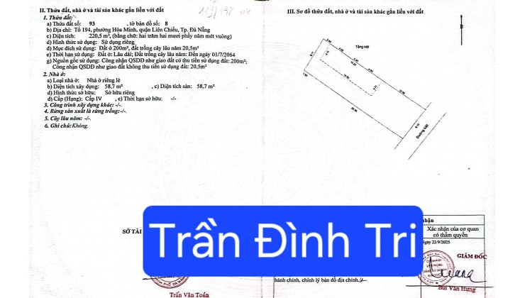 Bán đất kiệt Ô TÔ K66Trần Đình Tri - Lô này xây Căn hộ đúng đẹp