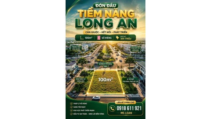 Bán Gấp Đất Sổ Riêng Long An 100m² Giá Chỉ 300 Triệu