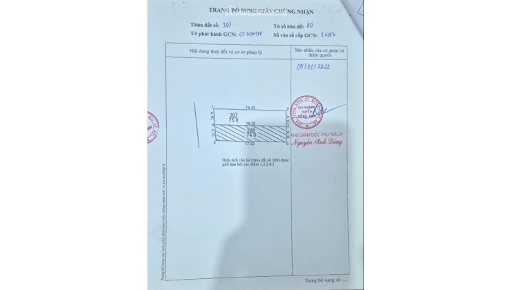 Bán đất trục chính Lương Quy , Thư Lâm , Hà Nội. 74m2 giá 71tr/m2 lh 0356118296