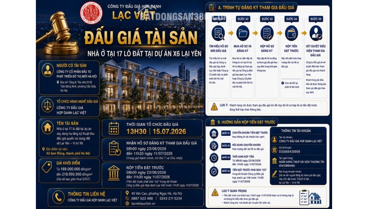 CÔNG TY ĐẤU GIÁ HỢP DANH LẠC VIÊT ( 0867523488 )
 CHÍNH THỨC MỞ BÁN HỒ SƠ TỪ NGÀY 23/06/2026
