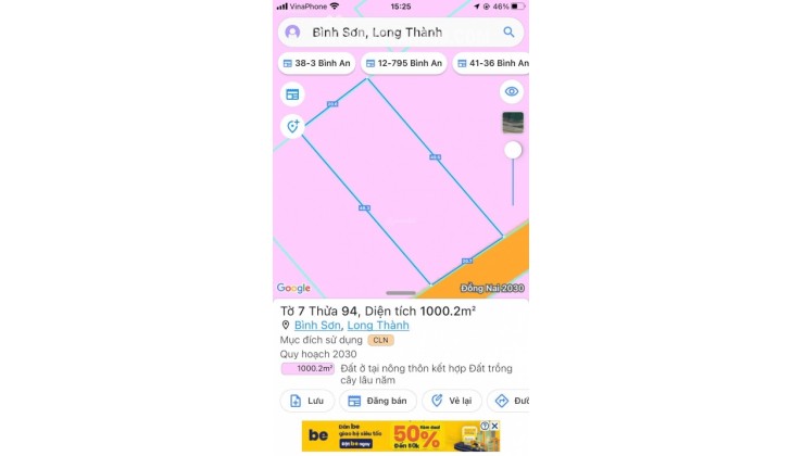 Bán đất Xã Bình Sơn Long Thành 1000.2m2, giá 8,7 tỷ