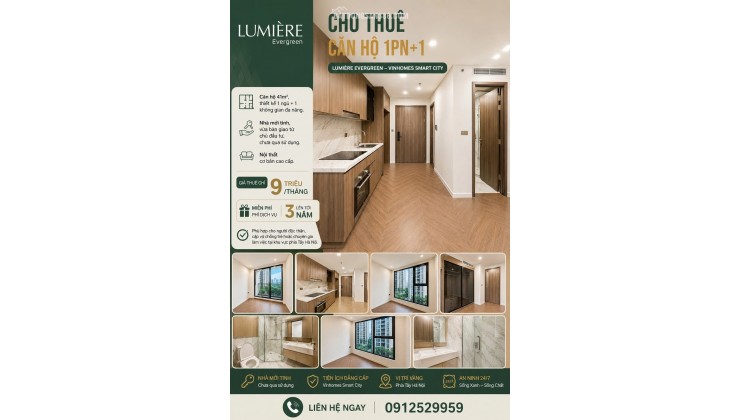  Cho thuê căn hộ Studio – Lumière Evergreen Vinhomes Smart City