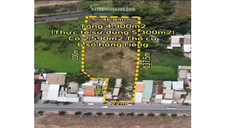 Bán đất thổ cư mặt tiền kinh doanh Nguyễn Cửu Phú, Xã Tân Nhựt, TP HCM, 4421m2, ngang 22m, nở hậu 47m.