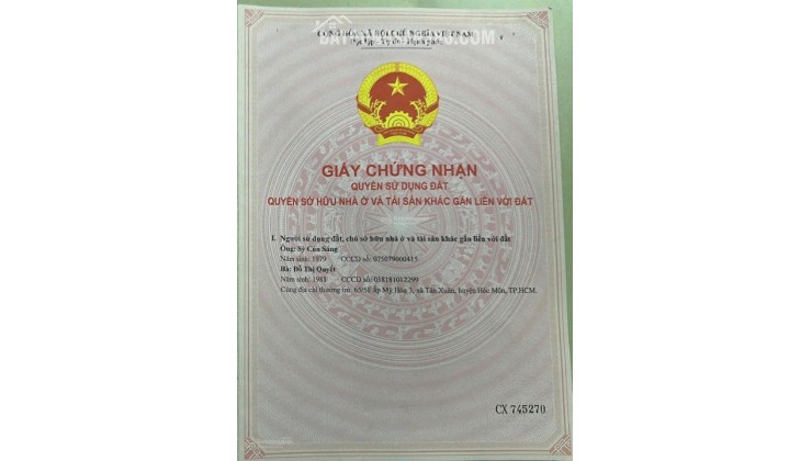 Bán đất tại Mỹ Hoà 3, Hóc Môn, 13 tỷ, 164m2, mặt tiền 10m, ngõ 6m