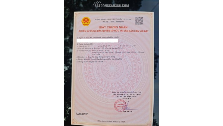 BÁN ĐẤT THỔ CƯ BÌNH LONG – TP Đồng Nai (Bình Phước cũ)