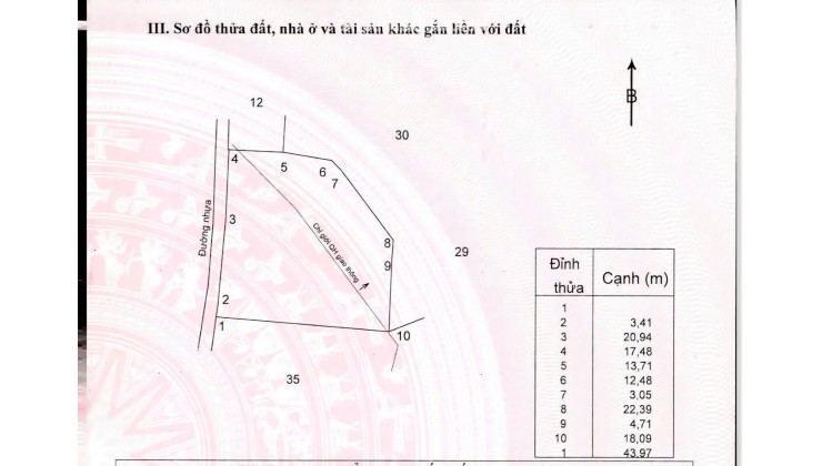 Diện tích đất rộng tới 1646m2, thoải mái lên thổ để anh chị phân lô
