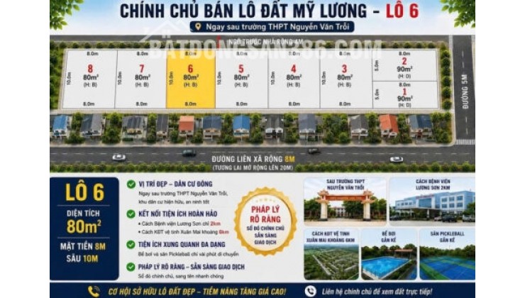 CHÍNH CHỦ BÁN LÔ ĐẤT 80M2, MẶT TIỀN 8M – NGAY SAU THPT NGUYỄN VĂN TRỖI – GIÁ HỢP LÝ NHẤT KHU VỰC