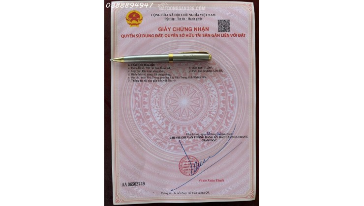 Bán đất thổ cư Vĩnh Trung - Võ Cạnh, Nha Trang, sổ riêng 100m² - Giá từ 1tỷ685