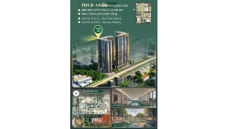  2PN+1MR 97.8m²  Lựa Chọn Lý Tưởng Cho Gia Đình Trẻ Và Đa Thế Hệ