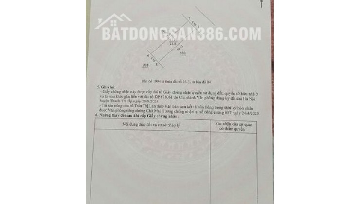 Chính chủ bán nhà đất giá rẻ nhất tại thôn Thọ Am, xã Liên Minh, Thanh Trì, Hà Nội