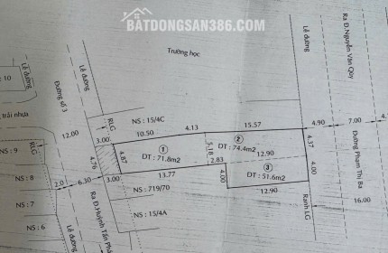 Bán đất tại Phạm Thị Ba, Phường Phú Thuận Q7. Dt 4x13 + 4x18+ 4,37x16m