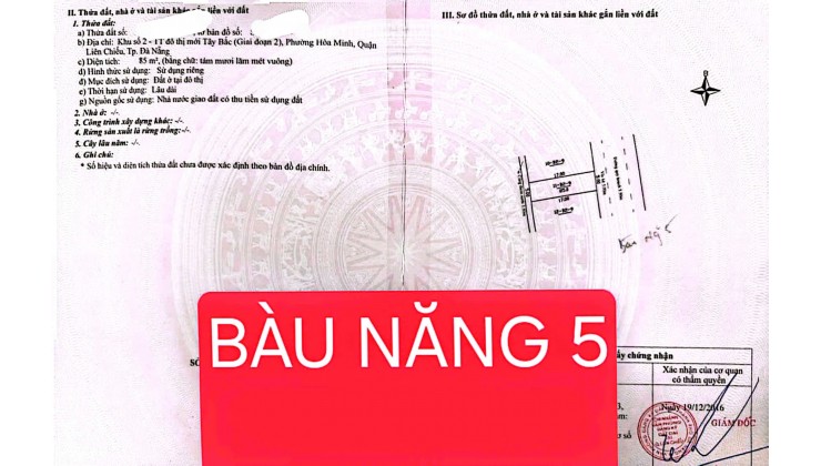 BÁN ĐẤT BÀU NĂNG 5 – GẦN BIỂN – SÁT TRỤC LÝ THÁI TÔNG