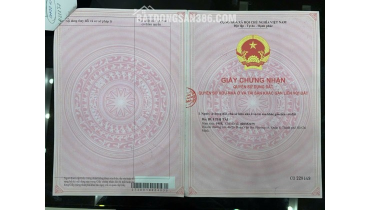 Bán nhà 414/28/9 Đoàn Văn Bơ, P.Khánh Hội, TPHCM. 99m2 SHR chỉ 9.8 tỷ. Lh: 0917873287
