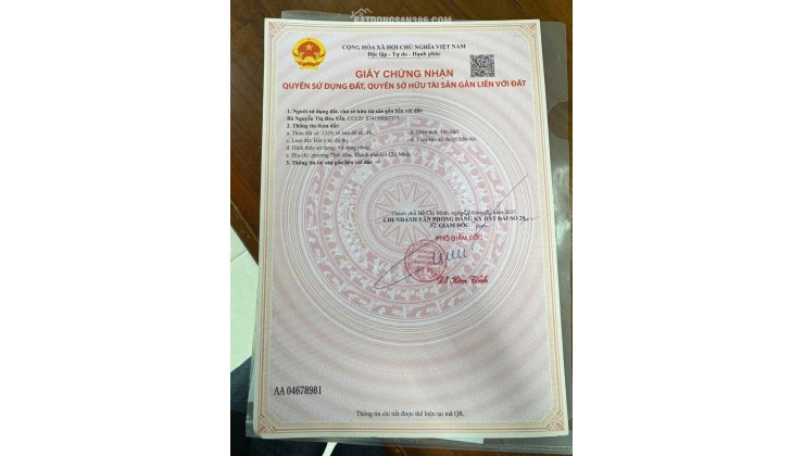 BÁN ĐẤT THỔ CƯ 150M² – KHU CÔNG NGHIỆP MỸ PHƯỚC 3, PHƯỜNG THỚI HÒA.