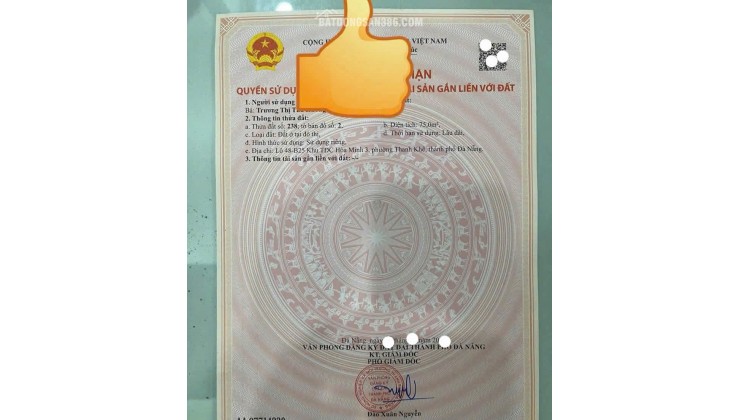 ĐẤT MẶT TIỀN ĐƯỜNG LÊ VĂN THỊNH - GẦN BIỂN