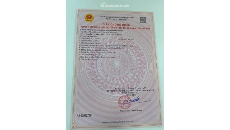 CHÍNH CHỦ BÁN CĂN HỘ CHUNG CƯ 2N N10 THỊNH LIỆT - CĂN GÓC 2 MẶT THOÁNG - GIÁ 4,250 TỶ