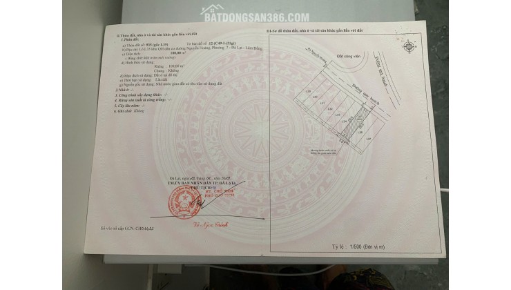 BÁN ĐẤT L35 KHU QUY HOẠCH NGUYỄN HOÀNG – P7, ĐÀ LẠT
