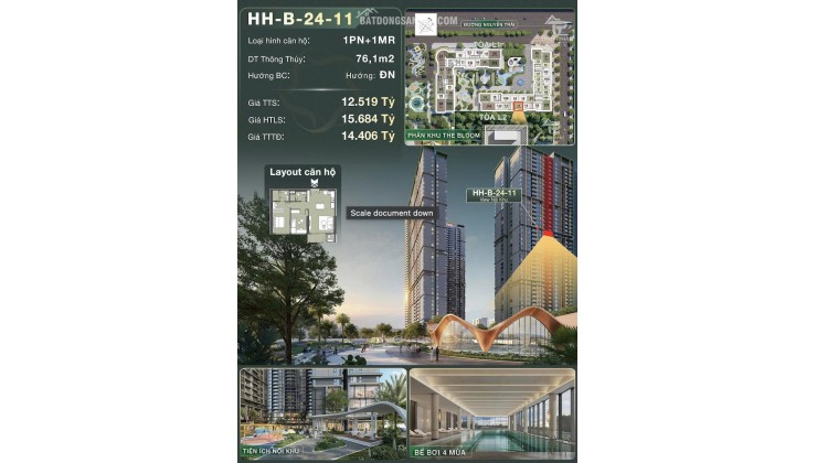 CĂN 1PN+1MR DIỆN TÍCH 76.1M² – KHÔNG GIAN LINH HOẠT CHO GIA ĐÌNH TRẺ