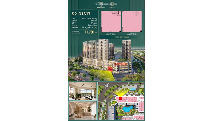 Shop chân đế sảnh tầng 1 áp ve Vinhomes Sentosa Thanh Hóa