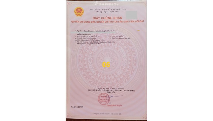 9TR5/M2 - CHỈ CÒN 2 LÔ CUỐI CÙNG – ĐẤT DIÊN AN - Tây Nha Trang
