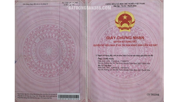 BÁN 380,6MV ĐẤT MT ĐƯỜNG SỐ 8 P.LONG ĐIỀN BÀ RỊA-VŨNG TÀU, TP.HCM 9.3TỶ LH:0918656770