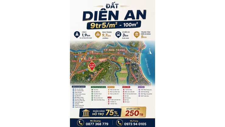 9TR5/M2 - CHỈ CÒN 2 LÔ CUỐI CÙNG – ĐẤT DIÊN AN - Tây Nha Trang