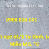 Chính chủ bán đất phân lô ngõ 63 Tư Đình, phường Long Biên, thành phố Hà Nội, 229m2, đường ô tô tránh, miễn TG