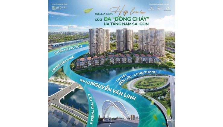 Căn Hộ Ven Sông Trellia Cove, Mizuki Park (26ha) Nguyễn Văn Linh, Bình Chánh, 2PN | 75m² | 5,2 tỷ