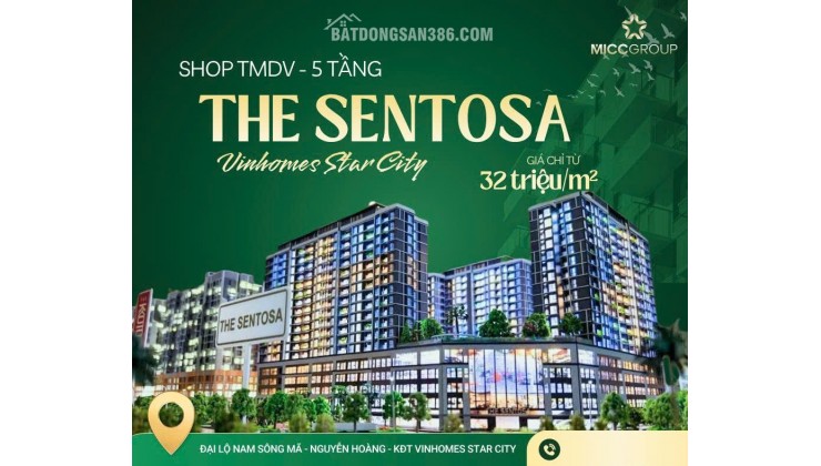 ĐỘC QUYỀN  SHOP TMDV 5 TẦNG TẠI THE SENTOSA - VINHOMES THANH HÓA  KINH DOANH KHÔNG GIỚI HẠN