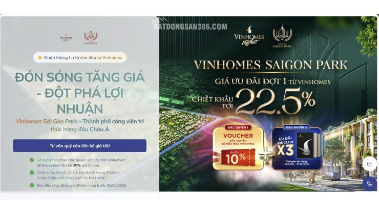 Mở Bán Đợt 1 Vinhomes Sài Gòn Park - Chiết Khấu Tới 22.5% - Quỹ Căn Liền Kề Giá Tốt CĐT
