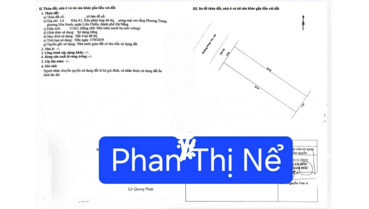 SÓT LÔ DUY NHẤT - DT 113M2 ĐƯỜNG PHAN THỊ NỀ - SÁT BIỂN
