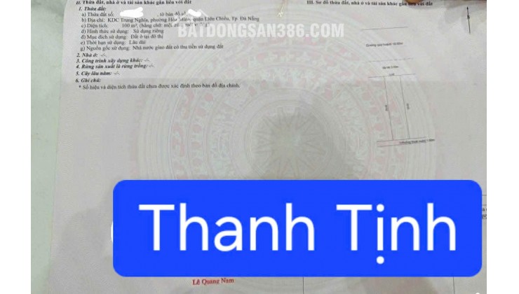 Bán đất đường 10,5m Thanh Tịnh - Gần bên xe TTTP