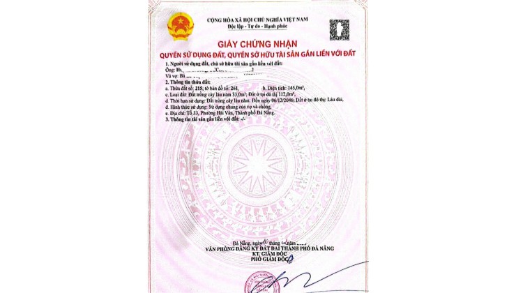Bán đất kiệt Ô TÔ Ngô Xuân Thu - DT 145M2 - P. Hải Vân, TP Đà Nẵng