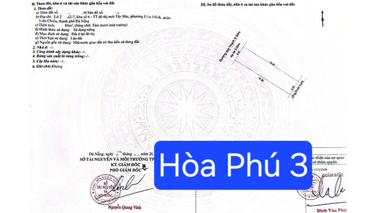 BÁN GẤP ĐẤT MẶT TIỀN ĐƯỜNG HOÀ PHÚ 3 – VỊ TRÍ ĐẸP