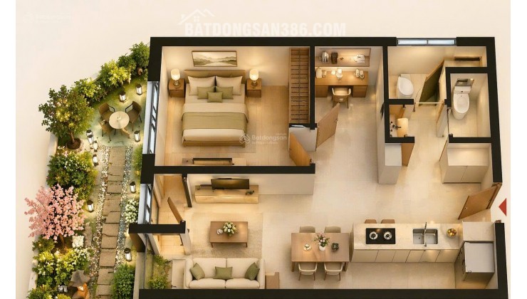 Căn 1PN+ có sân vườn giá ưu đãi 2,6 tỷ, 70m2, chiết khấu đến 25% + Early Bird 5%