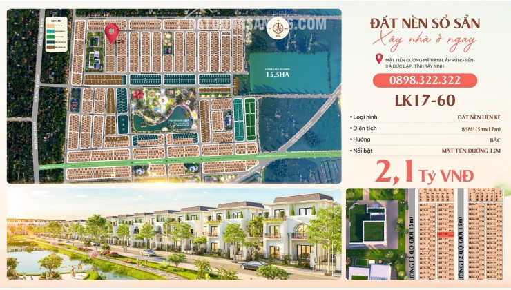 Đất nền Đức Hòa, Long An chỉ 2.1 tỷ, pháp lý sạch, sổ hồng riêng