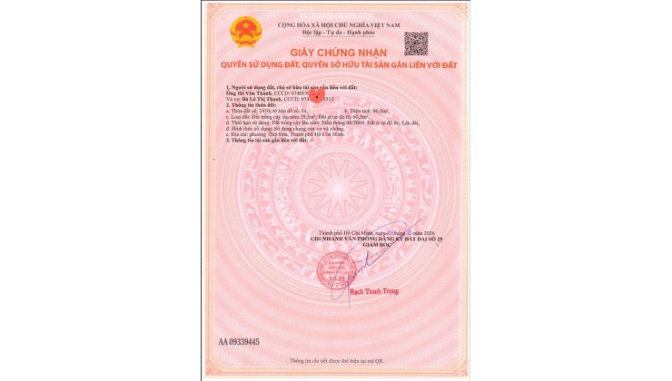 Bán đất thổ cư 90m2 (5x18m) mặt tiền đường N5, Thới Hòa, Bến Cát, Bình Dương. Giá 990 triệu. Sổ đỏ chính chủ