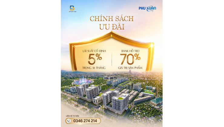 Mua ShopHouse tại Phú Xuân City nhận ngay chiết khấu 3% và 1 cây vàng trị giá 150 triệu đồng