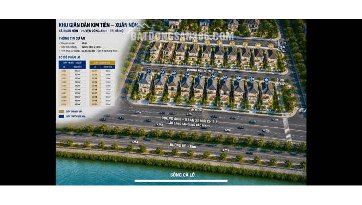 BÁN 120m2 ĐẤT GIÃN DÂN KIM TIÊN – XUÂN NỘN, ĐÔNG ANH