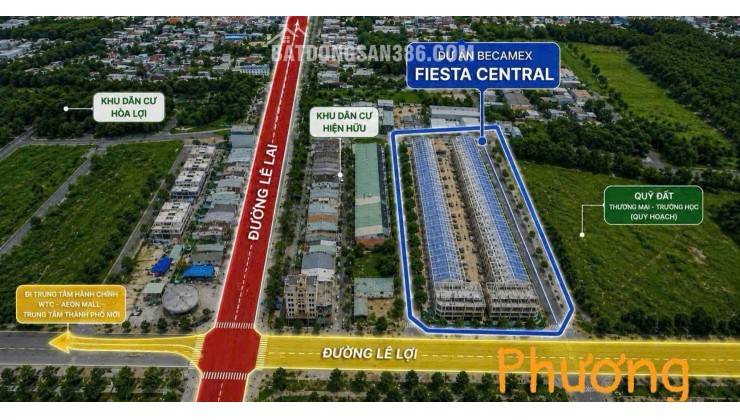 Bán Nhà Phố Fiesta Central Bình Dương - 2 Mặt Tiền - Giá Đầu Tư - Trả Trước 1.380 Tỉ Nhận nhà