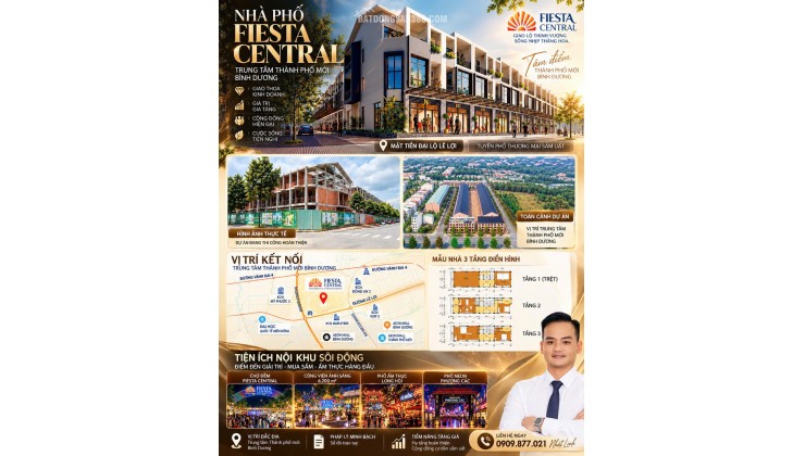 Nhà Phố 2 Mặt Tiền Fiesta Central 1 Trệt 2 Lậu Tại Bình Dương – Vốn Ban Đầu Chỉ Từ 1 Tỉ 380