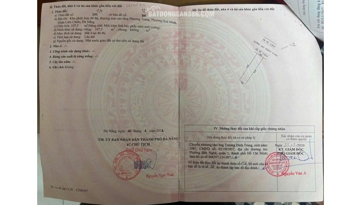 BÁN ĐẤT MẶT TIỀN ĐƯỜNG  HOÀ MINH 28 – THÔNG HỒ TÙNG MẬU