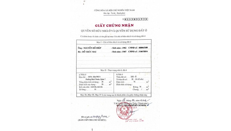 Chính chủ bán nhà hẻm Nguyễn Thị Thập Quận 7, diện tích 76m2, giá 4,75 tỷ