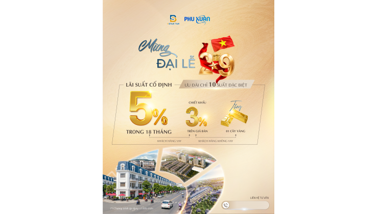 Mua ShopHouse tại Phú Xuân City nhận ngay chiết khấu 3% và 1 cây vàng trị giá 150 triệu đồng
