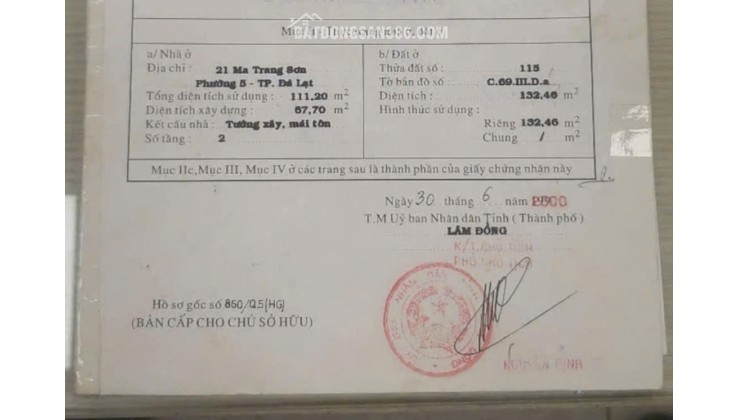 Bán đất trung tâm Đà Lạt, đường Ma Trang Sơn, P.5, lô góc 2 mặt tiền
