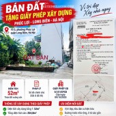  BÁN ĐẤT PHÚC lỢI TẶNG GIẤY PHÉP XÂY DỰNG LONG BIÊN 52M²  GIÁ 7,5 TỶ 