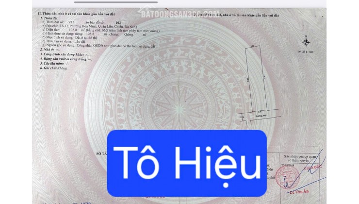 BÁN ĐẤT KIỆT TÔ HIỆU - DT 108,8M2 - KIỆT THÔNG